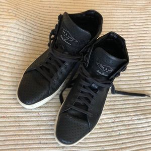Rag & Bone Kent Lace Up Black Leather High Top Sneakers Size 39 Women's
